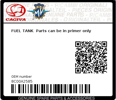 Product image: Cagiva - 8C00A2585 - FUEL TANK  Parts can be in primer only  0