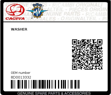 Product image: Cagiva - 8D0013332 - WASHER  0