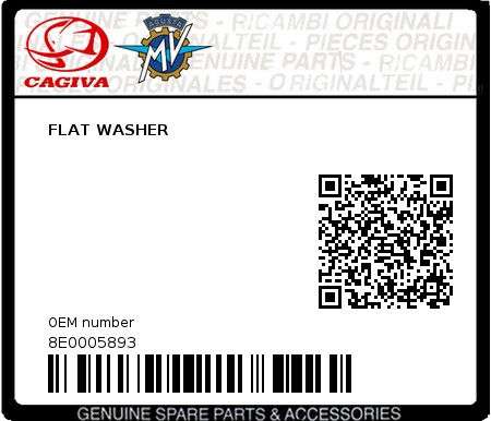 Product image: Cagiva - 8E0005893 - FLAT WASHER  0