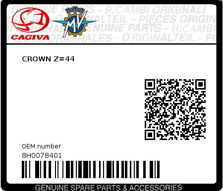 Product image: Cagiva - 8H0078401 - CROWN Z=44  0