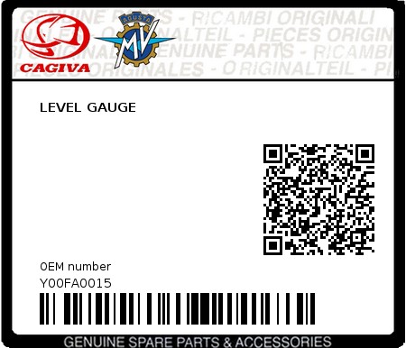 Product image: Cagiva - Y00FA0015 - LEVEL GAUGE  0