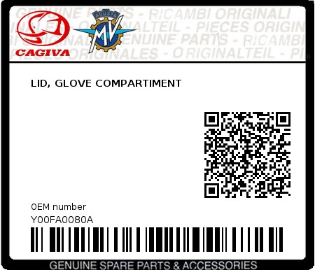 Product image: Cagiva - Y00FA0080A - LID, GLOVE COMPARTIMENT  0