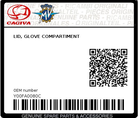 Product image: Cagiva - Y00FA0080C - LID, GLOVE COMPARTIMENT  0