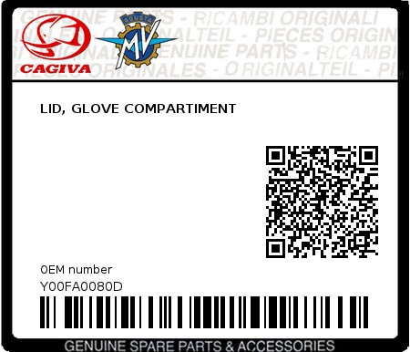 Product image: Cagiva - Y00FA0080D - LID, GLOVE COMPARTIMENT  0