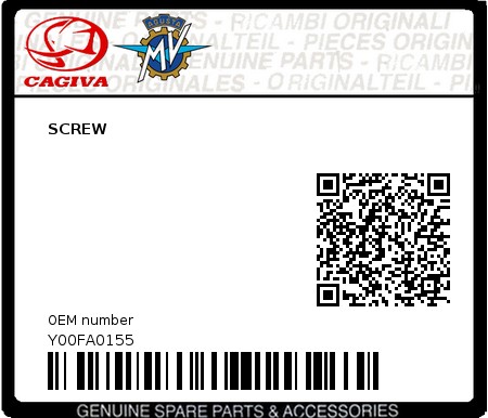 Product image: Cagiva - Y00FA0155 - SCREW  0