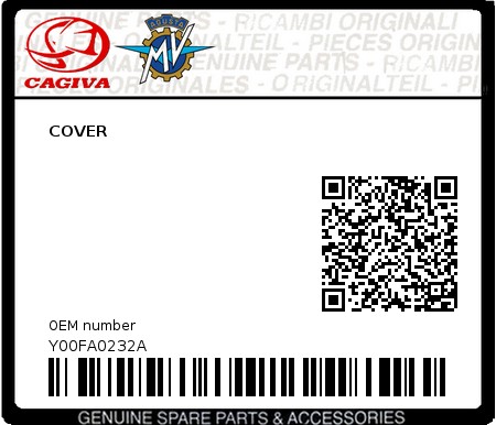 Product image: Cagiva - Y00FA0232A - COVER  0
