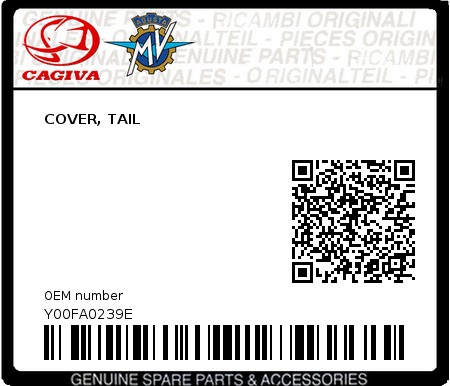Product image: Cagiva - Y00FA0239E - COVER, TAIL  0