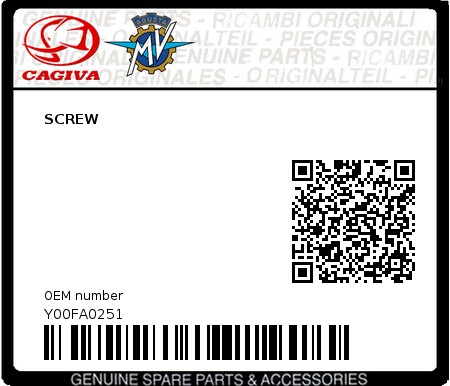 Product image: Cagiva - Y00FA0251 - SCREW  0