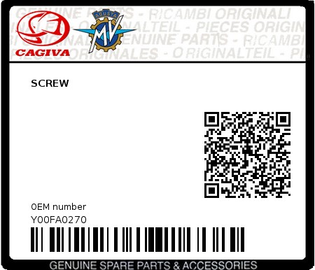 Product image: Cagiva - Y00FA0270 - SCREW  0