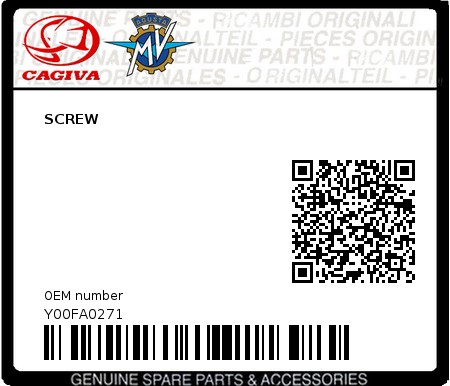 Product image: Cagiva - Y00FA0271 - SCREW  0
