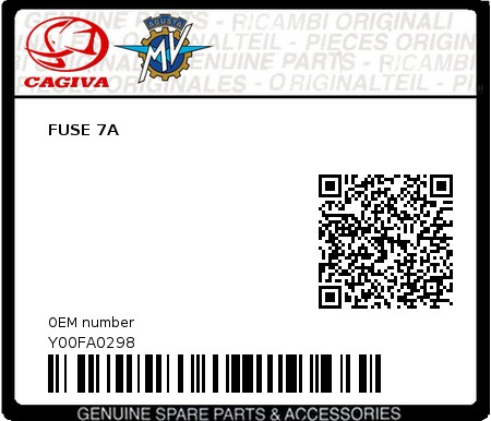 Product image: Cagiva - Y00FA0298 - FUSE 7A  0