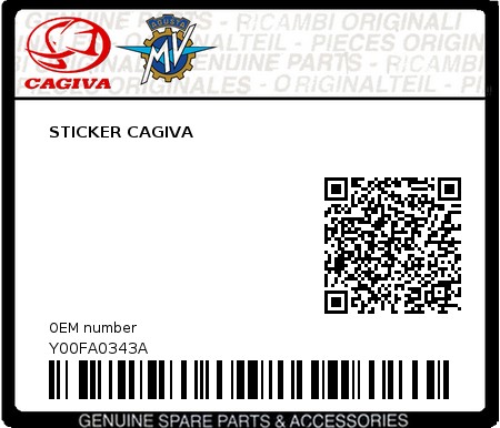 Product image: Cagiva - Y00FA0343A - STICKER CAGIVA  0
