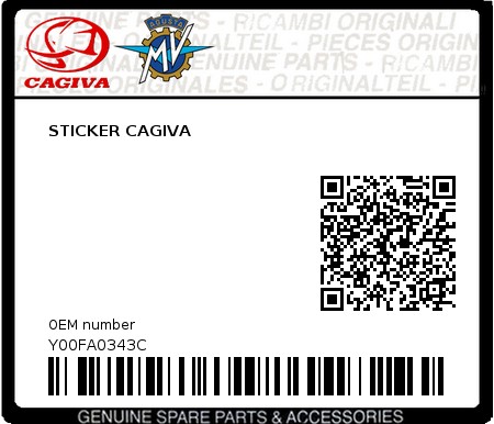 Product image: Cagiva - Y00FA0343C - STICKER CAGIVA  0
