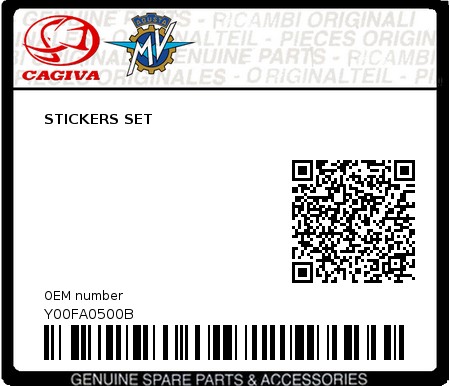Product image: Cagiva - Y00FA0500B - STICKERS SET  0