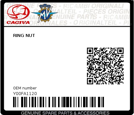 Product image: Cagiva - Y00FA1120 - RING NUT  0