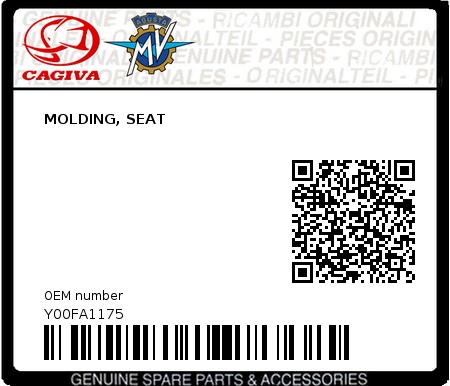 Product image: Cagiva - Y00FA1175 - MOLDING, SEAT  0