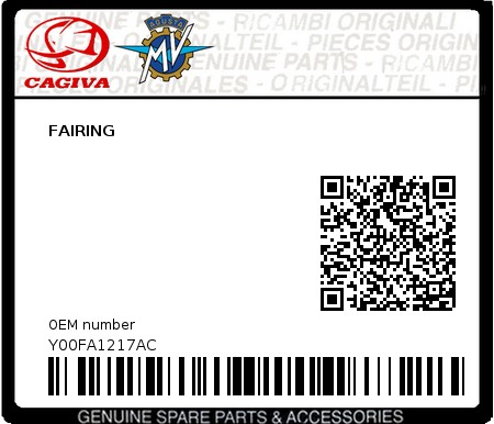 Product image: Cagiva - Y00FA1217AC - FAIRING  0