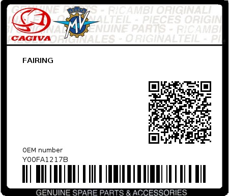 Product image: Cagiva - Y00FA1217B - FAIRING  0