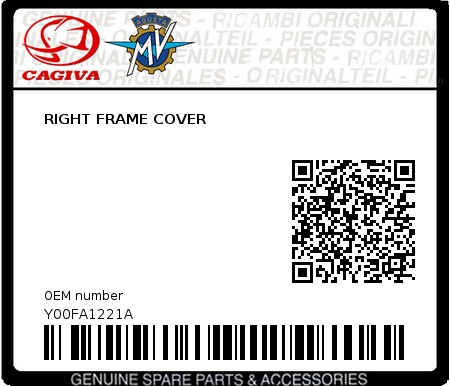 Product image: Cagiva - Y00FA1221A - RIGHT FRAME COVER  0