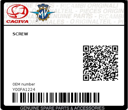 Product image: Cagiva - Y00FA1224 - SCREW  0