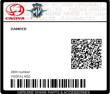 Product image: Cagiva - Y00FA1400 - DAMPER  0