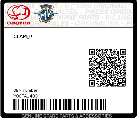 Product image: Cagiva - Y00FA1403 - CLAMP  0
