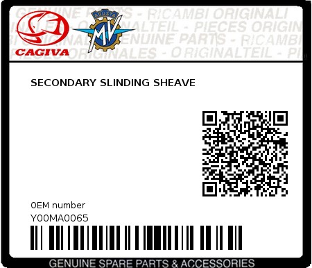 Product image: Cagiva - Y00MA0065 - SECONDARY SLINDING SHEAVE  0