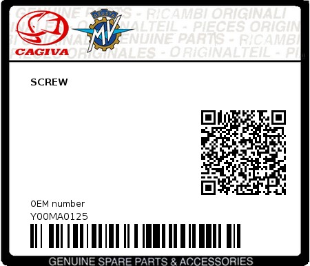 Product image: Cagiva - Y00MA0125 - SCREW  0