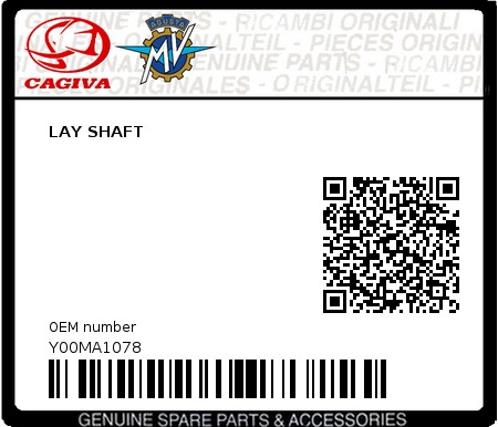 Product image: Cagiva - Y00MA1078 - LAY SHAFT  0