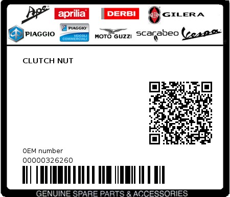Product image: Piaggio - 00000326260 - CLUTCH NUT  0