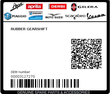 Product image: Piaggio - 00003127270 - RUBBER GEARSHIFT  0