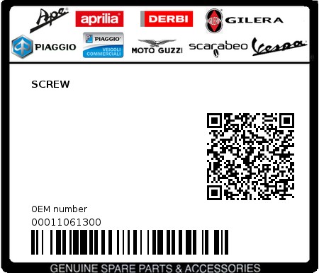 Product image: Piaggio - 00011061300 - SCREW  0