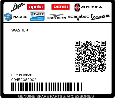 Product image: Piaggio - 00452080002 - WASHER  0