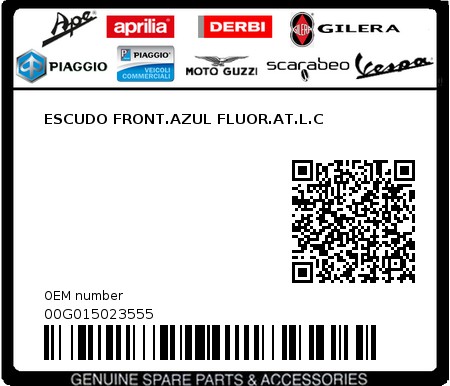 Product image: Piaggio - 00G015023555 - ESCUDO FRONT.AZUL FLUOR.AT.L.C  0