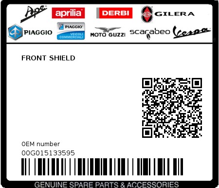 Product image: Piaggio - 00G015133595 - FRONT SHIELD  0