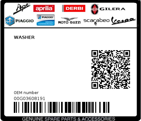 Product image: Piaggio - 00G03608191 - WASHER  0