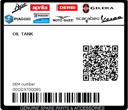 Product image: Piaggio - 00G03700081 - OIL TANK  0