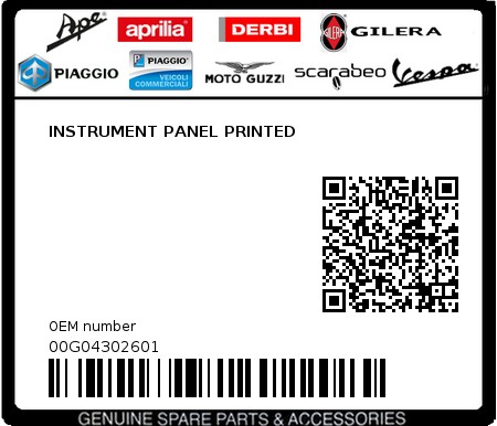 Product image: Piaggio - 00G04302601 - INSTRUMENT PANEL PRINTED  0