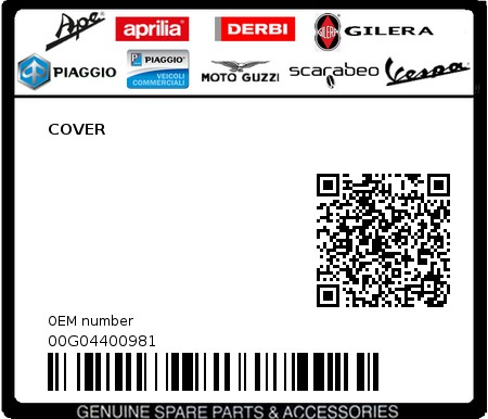 Product image: Piaggio - 00G04400981 - COVER  0