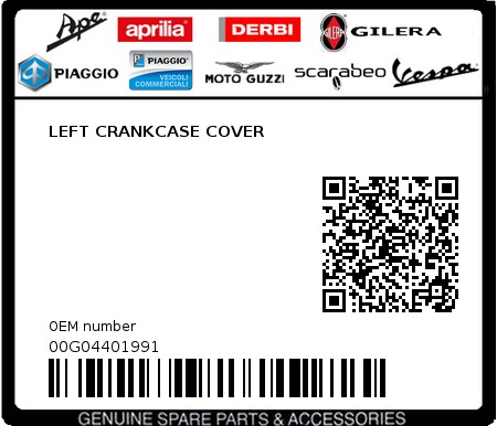 Product image: Piaggio - 00G04401991 - LEFT CRANKCASE COVER  0