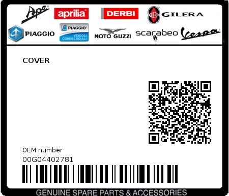 Product image: Piaggio - 00G04402781 - COVER  0