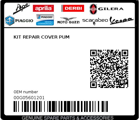 Product image: Piaggio - 00G05601201 - KIT REPAIR COVER PUM  0