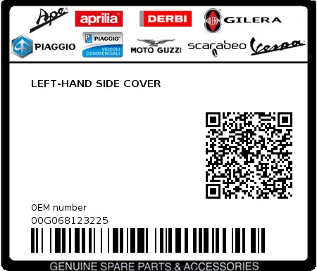 Product image: Piaggio - 00G068123225 - LEFT-HAND SIDE COVER  0