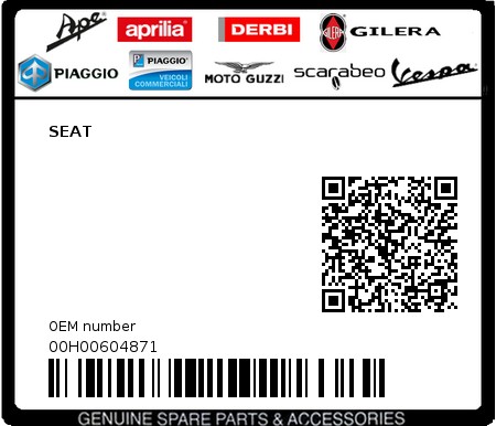Product image: Piaggio - 00H00604871 - SEAT  0