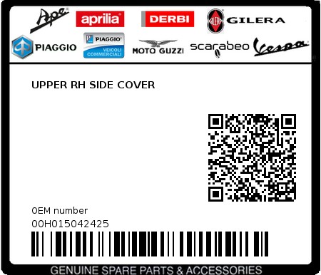 Product image: Piaggio - 00H015042425 - UPPER RH SIDE COVER  0