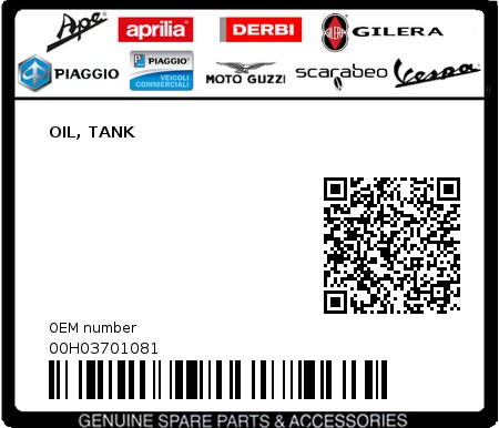 Product image: Piaggio - 00H03701081 - OIL, TANK  0