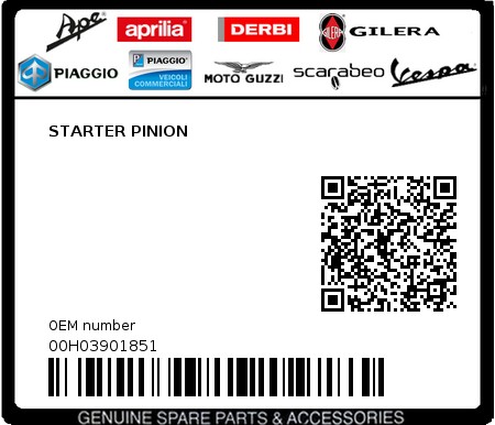 Product image: Piaggio - 00H03901851 - STARTER PINION  0