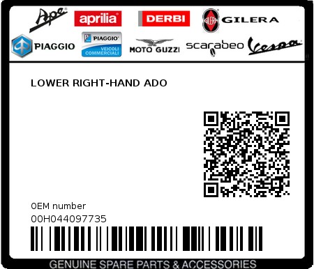 Product image: Piaggio - 00H044097735 - LOWER RIGHT-HAND ADO  0