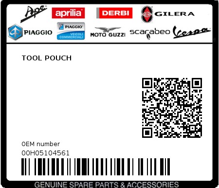 Product image: Piaggio - 00H05104561 - TOOL POUCH  0