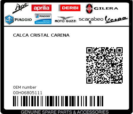 Product image: Piaggio - 00H06805111 - CALCA CRISTAL CARENA  0